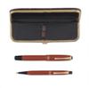 Montblanc #246/#46 (Danish) coral celluloid button-filler fountain pen and mechanical pencil set.